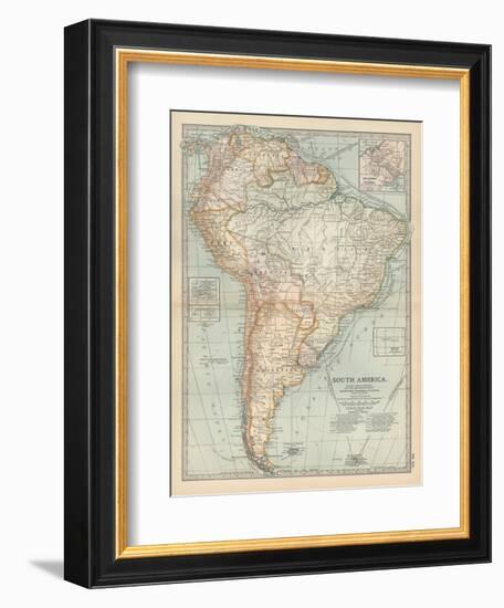 Map of South America. Inset Map of the Isthmus of Panama and the Panama Canal-Encyclopaedia Britannica-Framed Art Print