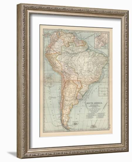 Map of South America. Inset Map of the Isthmus of Panama and the Panama Canal-Encyclopaedia Britannica-Framed Art Print