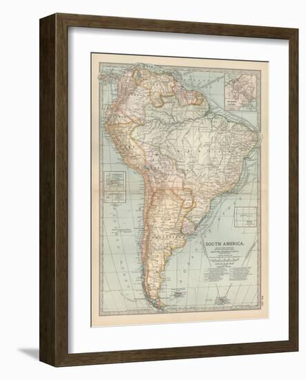 Map of South America. Inset Map of the Isthmus of Panama and the Panama Canal-Encyclopaedia Britannica-Framed Art Print