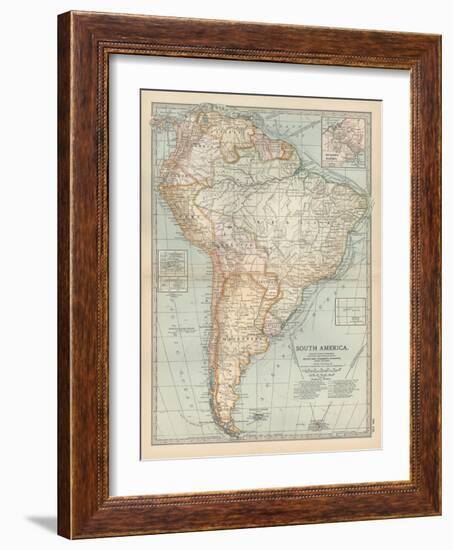 Map of South America. Inset Map of the Isthmus of Panama and the Panama Canal-Encyclopaedia Britannica-Framed Art Print