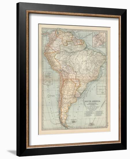 Map of South America. Inset Map of the Isthmus of Panama and the Panama Canal-Encyclopaedia Britannica-Framed Art Print