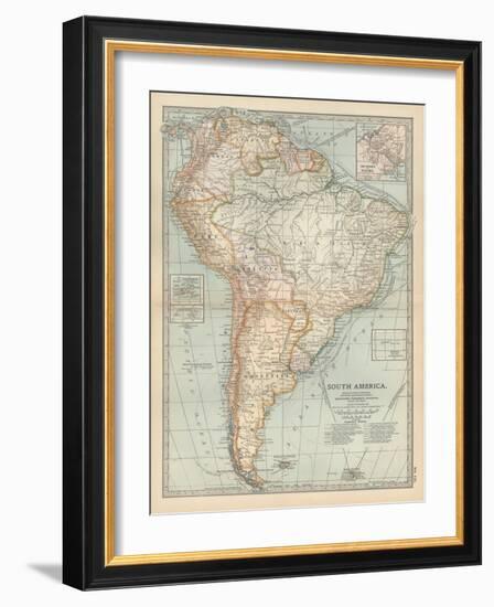 Map of South America. Inset Map of the Isthmus of Panama and the Panama Canal-Encyclopaedia Britannica-Framed Art Print