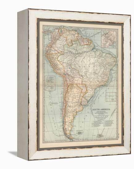 Map of South America. Inset Map of the Isthmus of Panama and the Panama Canal-Encyclopaedia Britannica-Framed Stretched Canvas