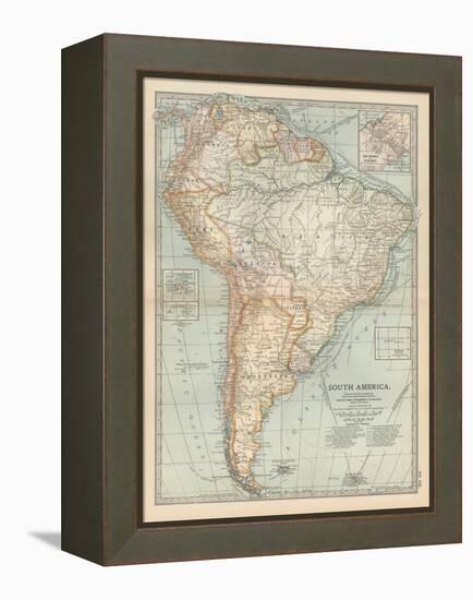 Map of South America. Inset Map of the Isthmus of Panama and the Panama Canal-Encyclopaedia Britannica-Framed Stretched Canvas