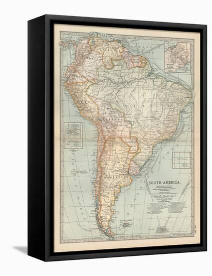 Map of South America. Inset Map of the Isthmus of Panama and the Panama Canal-Encyclopaedia Britannica-Framed Stretched Canvas