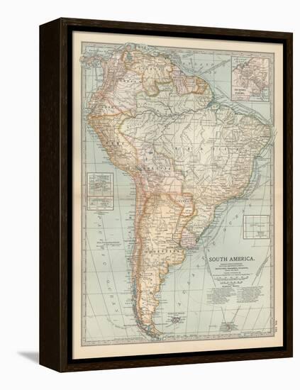 Map of South America. Inset Map of the Isthmus of Panama and the Panama Canal-Encyclopaedia Britannica-Framed Stretched Canvas