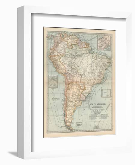 Map of South America. Inset Map of the Isthmus of Panama and the Panama Canal-Encyclopaedia Britannica-Framed Premium Giclee Print
