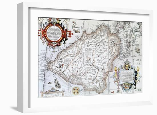 Map of South America, Private Collection, Madrid, Spain-null-Framed Giclee Print