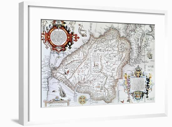 Map of South America, Private Collection, Madrid, Spain-null-Framed Giclee Print