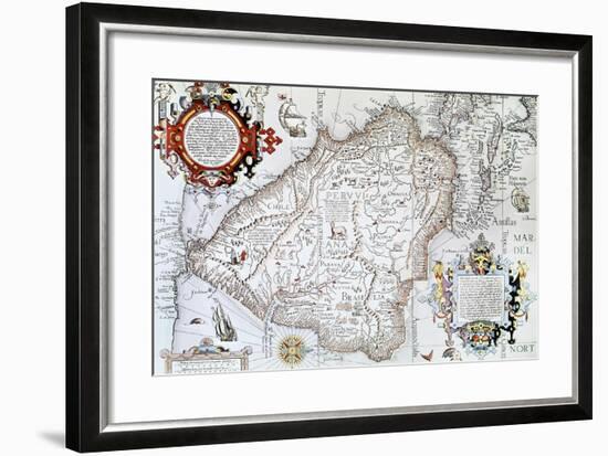 Map of South America, Private Collection, Madrid, Spain-null-Framed Giclee Print