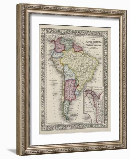 Map of South America showing its political divisions from Mitchell's new general atlas, 1863-Samuel Augustus Mitchell-Framed Giclee Print