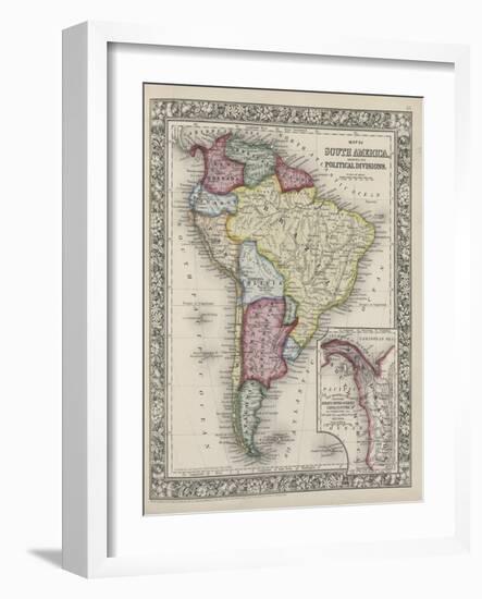 Map of South America showing its political divisions from Mitchell's new general atlas, 1863-Samuel Augustus Mitchell-Framed Giclee Print