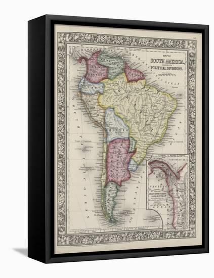 Map of South America showing its political divisions from Mitchell's new general atlas, 1863-Samuel Augustus Mitchell-Framed Premier Image Canvas