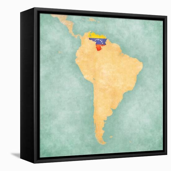 Map Of South America - Venezuela (Vintage Series)-Tindo-Framed Stretched Canvas