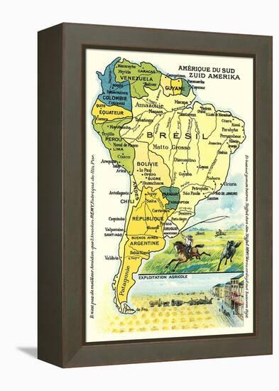 Map of South America-null-Framed Stretched Canvas