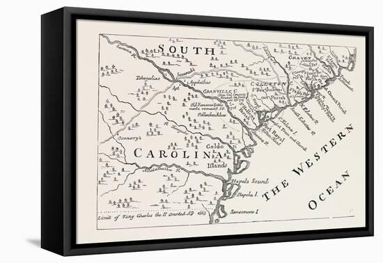 Map of South Carolina in 1730, USA, 1870s-null-Framed Premier Image Canvas