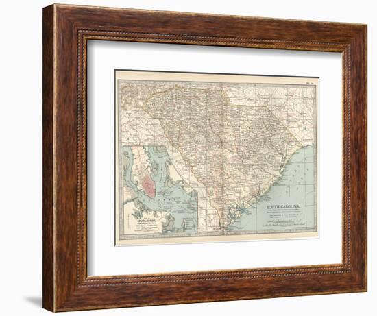 Map of South Carolina. United States. Inset Map of Charleston, Harbor and Vicinity-Encyclopaedia Britannica-Framed Art Print