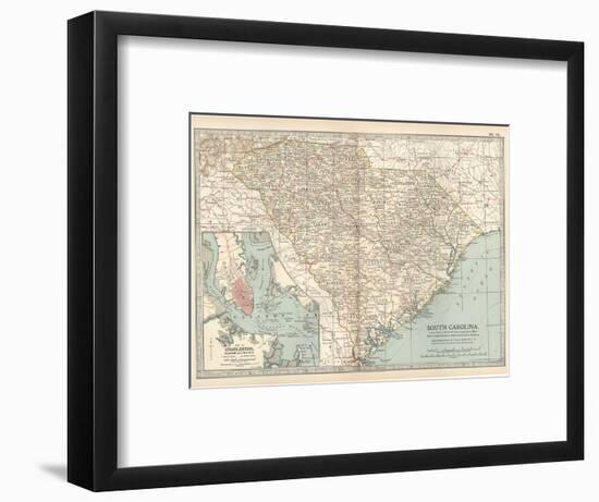 Map of South Carolina. United States. Inset Map of Charleston, Harbor and Vicinity-Encyclopaedia Britannica-Framed Art Print