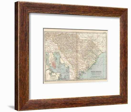 Map of South Carolina. United States. Inset Map of Charleston, Harbor and Vicinity-Encyclopaedia Britannica-Framed Art Print