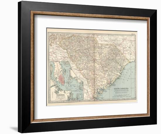 Map of South Carolina. United States. Inset Map of Charleston, Harbor and Vicinity-Encyclopaedia Britannica-Framed Art Print