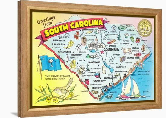 Map of South Carolina-null-Framed Stretched Canvas