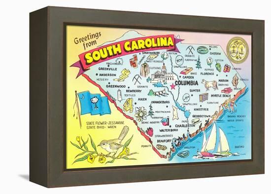 Map of South Carolina-null-Framed Stretched Canvas