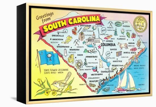 Map of South Carolina-null-Framed Stretched Canvas