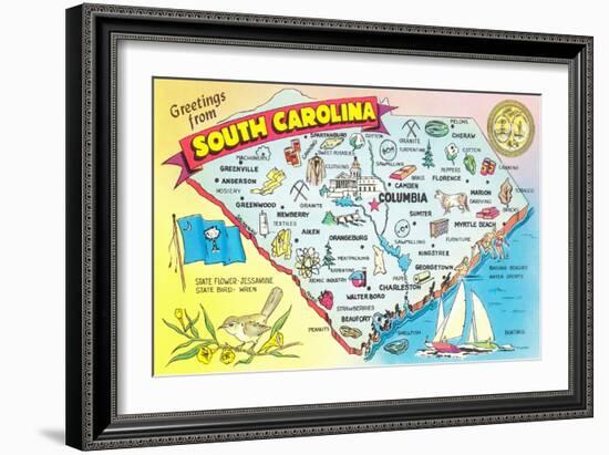 Map of South Carolina-null-Framed Art Print