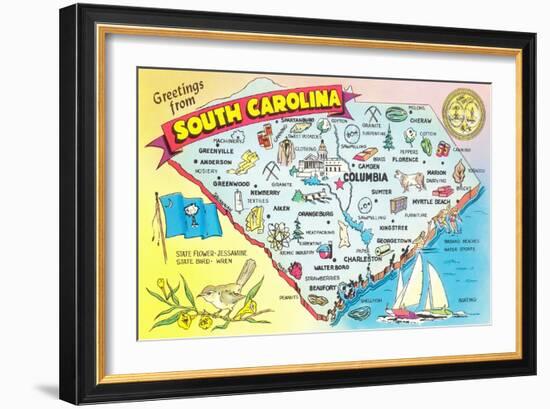 Map of South Carolina-null-Framed Art Print