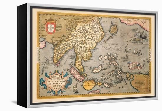 Map of South East Asia-Abraham Ortelius-Framed Stretched Canvas