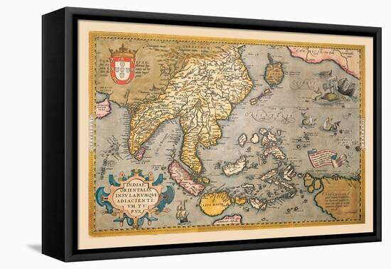 Map of South East Asia-Abraham Ortelius-Framed Stretched Canvas