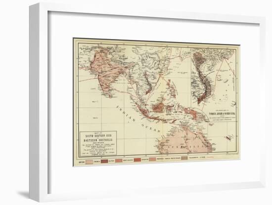 Map of South-Eastern Asia and Northern Australia; Enlarged Map of Tonquin, Annam and Cochhin China-null-Framed Giclee Print