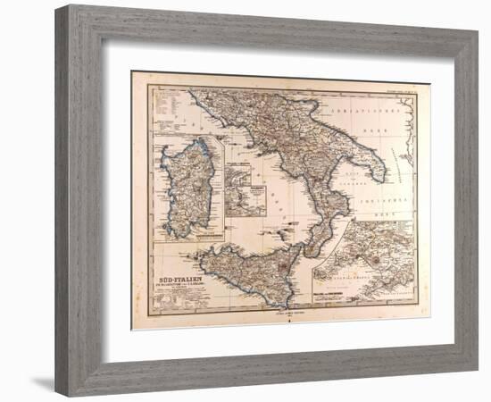Map of South Italy, 1872-null-Framed Giclee Print
