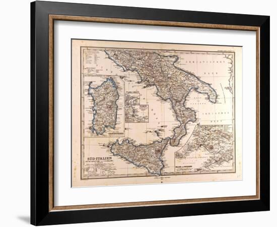 Map of South Italy, 1872-null-Framed Giclee Print