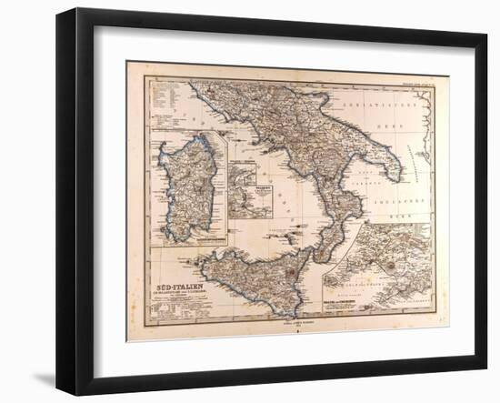 Map of South Italy, 1872-null-Framed Giclee Print