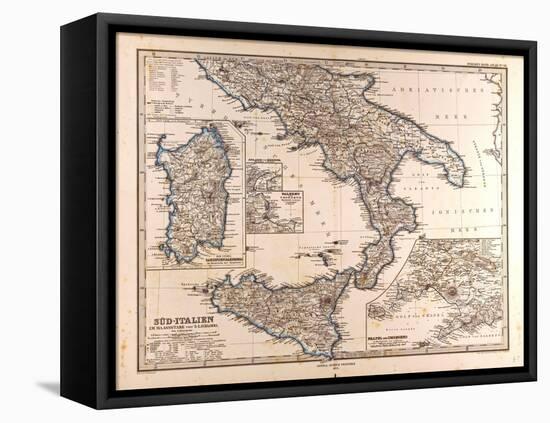 Map of South Italy, 1872-null-Framed Premier Image Canvas