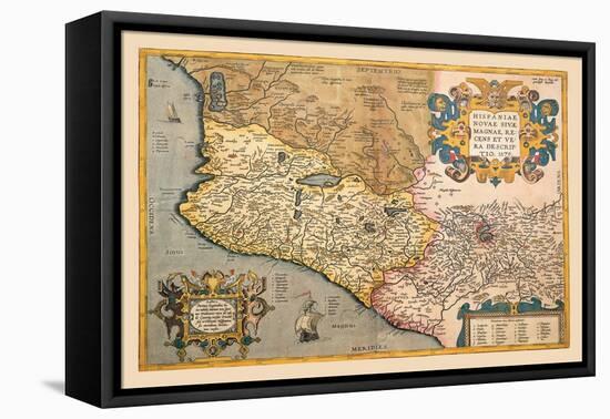 Map of South Western America and Mexico-Abraham Ortelius-Framed Stretched Canvas