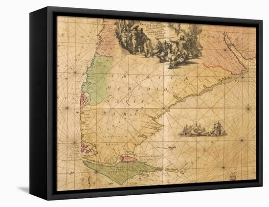 Map of Southern America by Frederick De Wit-null-Framed Premier Image Canvas