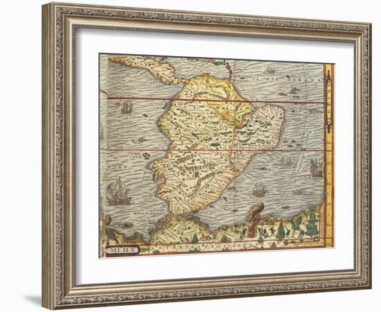 Map of Southern America from Cosmographie by Andre Thevet, 1502-1590-null-Framed Giclee Print