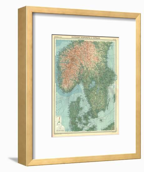 Map of Southern Scandinavia and Denmark-Unknown-Framed Giclee Print