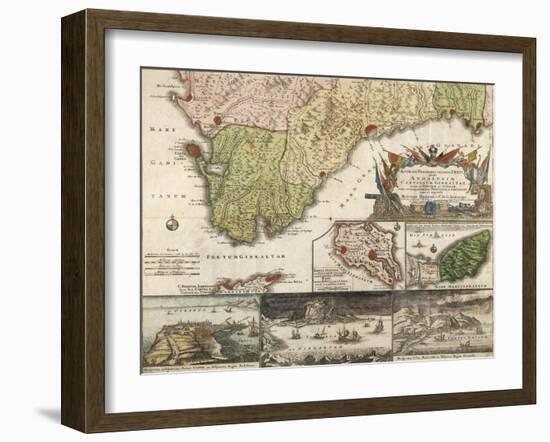 Map of Southern Spain and Andalusia-null-Framed Giclee Print