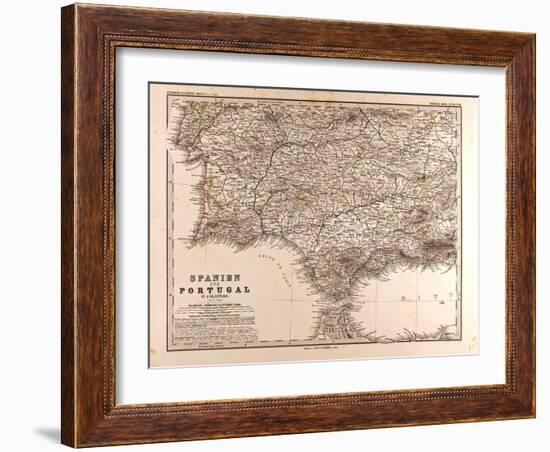 Map of Spain and Portugal, 1872-null-Framed Giclee Print