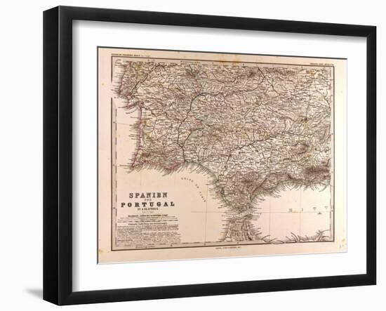 Map of Spain and Portugal, 1872-null-Framed Giclee Print