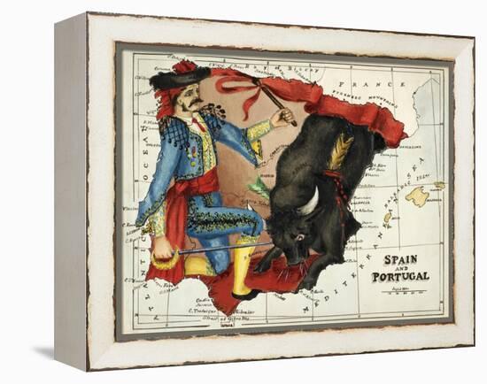 Map Of Spain and Portugal Represented As a Matador and Bull-Lilian Lancaster-Framed Premier Image Canvas