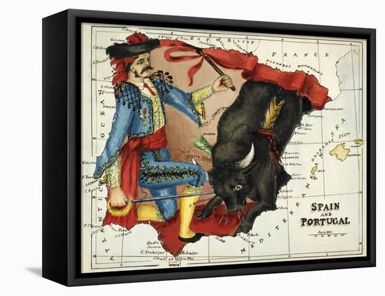 Map Of Spain and Portugal Represented As a Matador and Bull-Lilian Lancaster-Framed Premier Image Canvas