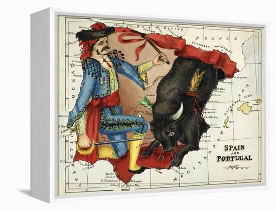 Map Of Spain and Portugal Represented As a Matador and Bull-Lilian Lancaster-Framed Premier Image Canvas