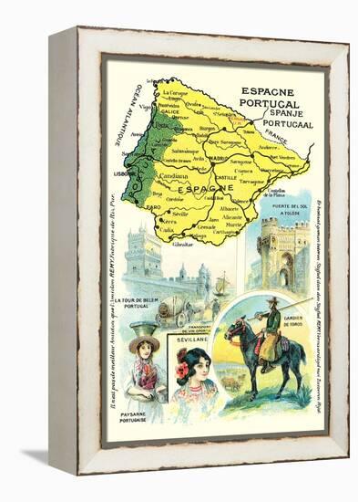 Map of Spain and Portugal-null-Framed Stretched Canvas