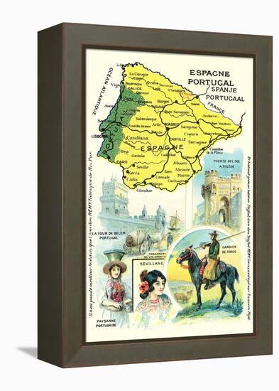 Map of Spain and Portugal-null-Framed Stretched Canvas