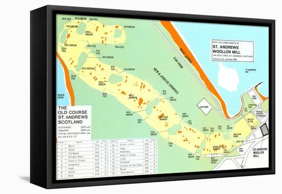 Map of St. Andrews Golf Course-null-Framed Stretched Canvas