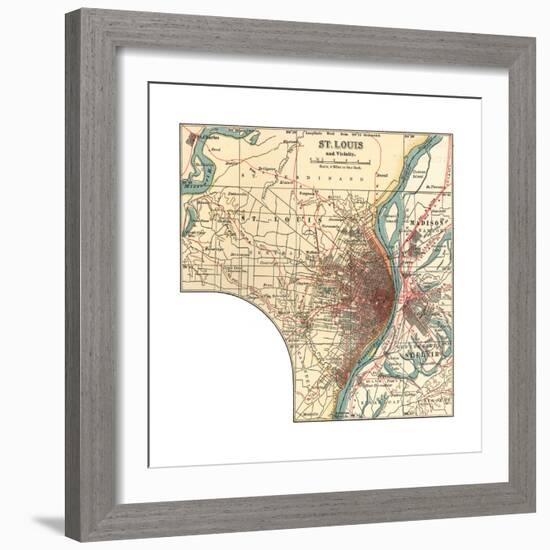 Map of St. Louis (C. 1900), Maps-Encyclopaedia Britannica-Framed Giclee Print